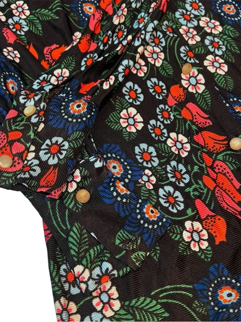 Vintage Floral Button Front Dress Collared Ribbed Union Label‎ Kids
